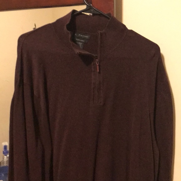 J Ferrar Burgundy long sleeve zip collar - Picture 3 of 5